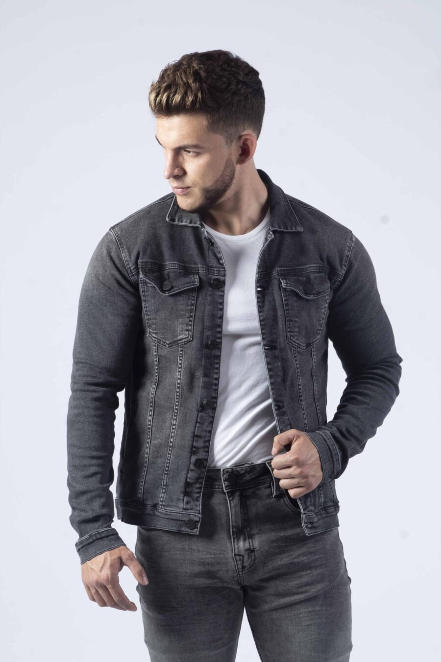 Chaquetas Jean Botones Logo De Marca